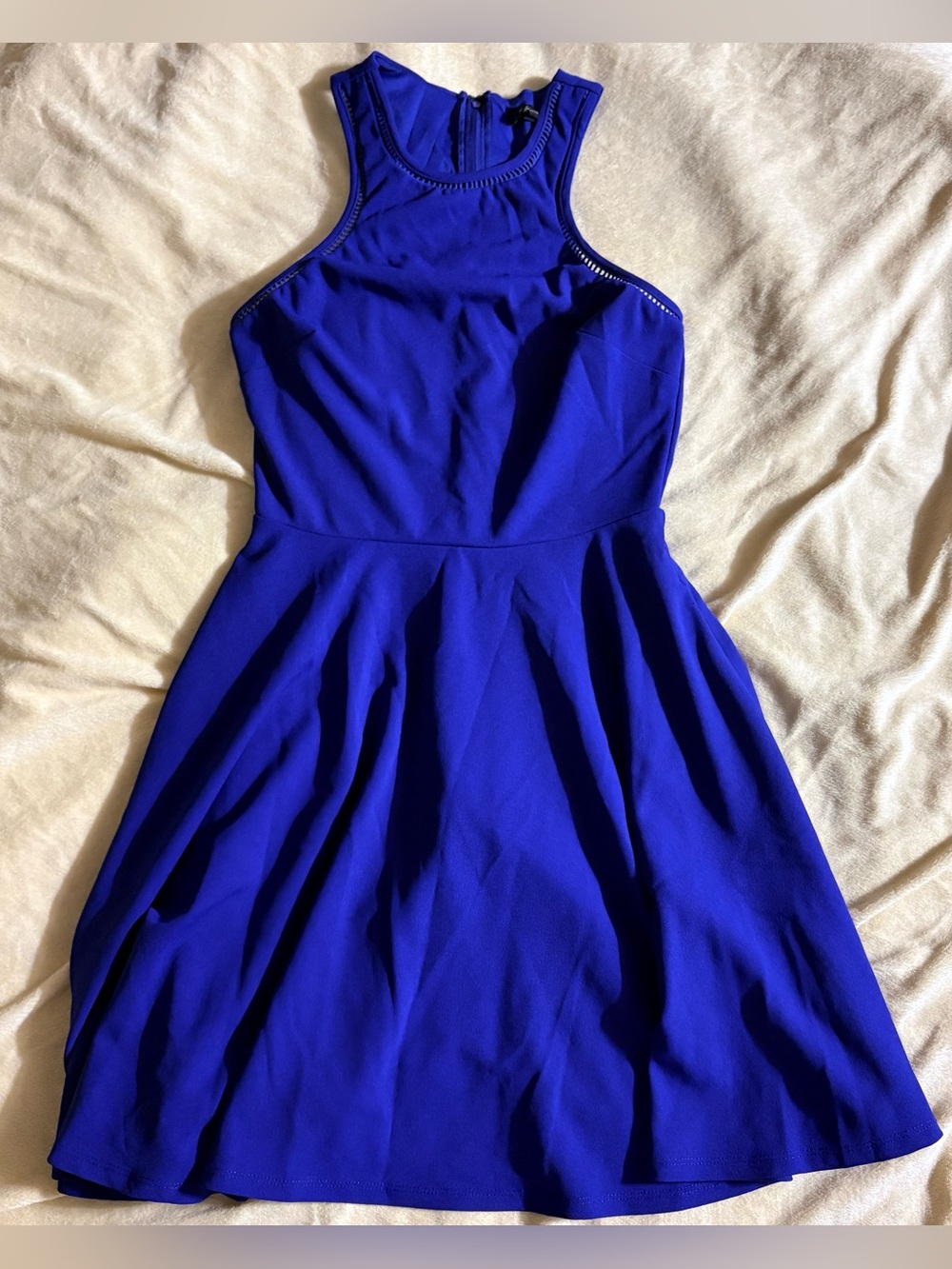 Jodi Kristopher Bright Royal Blue Fit & Flare Halter Dress Size 3 EUC